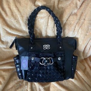Sharif Black Tote with Silver Details